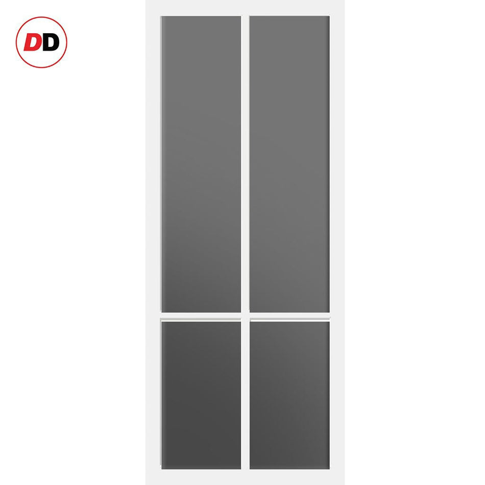Bronx 4 Pane Solid Wood Internal Door UK Made DD6315 - Tinted Glass - Eco-Urban® Cloud White Premium Primed