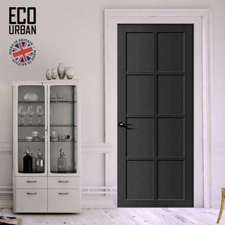 Image: Perth 8 Panel Solid Wood Internal Door UK Made DD6318 - Eco-Urban® Shadow Black Premium Primed