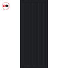 Top Mounted Black Sliding Track & Solid Wood Double Doors - Eco-Urban® Malmo 4 Panel Doors DD6401 - Shadow Black Premium Primed