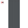 Top Mounted Black Sliding Track & Solid Wood Double Doors - Eco-Urban® Malmo 4 Panel Doors DD6401 - Stormy Grey Premium Primed