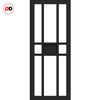 Top Mounted Black Sliding Track & Solid Wood Door - Eco-Urban® Tromso 8 Pane 1 Panel Solid Wood Door DD6402G Clear Glass - Shadow Black Premium Primed