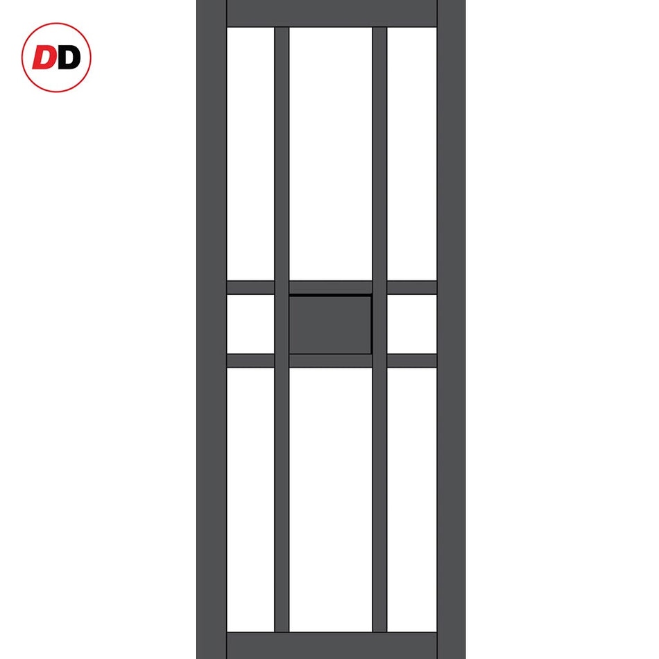 Handmade Eco-Urban Tromso 8 Pane 1 Panel Solid Wood Internal Door UK Made DD6402SG Frosted Glass - Eco-Urban® Stormy Grey Premium Primed