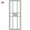Top Mounted Black Sliding Track & Solid Wood Door - Eco-Urban® Tromso 8 Pane 1 Panel Solid Wood Door DD6402G Clear Glass - Mist Grey Premium Primed