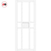 Top Mounted Black Sliding Track & Solid Wood Double Doors - Eco-Urban® Tromso 8 Pane 1 Panel Doors DD6402SG Frosted Glass - Cloud White Premium Primed