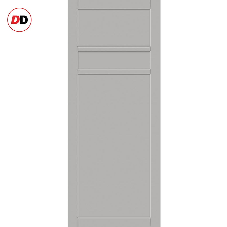 Orkney 3 Panel Solid Wood Internal Door UK Made DD6403 - Eco-Urban® Mist Grey Premium Primed