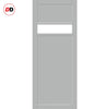 Top Mounted Black Sliding Track & Solid Wood Door - Eco-Urban® Orkney 1 Pane 2 Panel Solid Wood Door DD6403G Clear Glass - Mist Grey Premium Primed