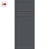 Top Mounted Black Sliding Track & Solid Wood Double Doors - Eco-Urban® Orkney 3 Panel Doors DD6403 - Stormy Grey Premium Primed