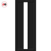 Eco-Urban Cornwall 1 Pane 2 Panel Solid Wood Internal Door Pair UK Made DD6404G Clear Glass - Eco-Urban® Shadow Black Premium Primed