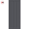 Top Mounted Black Sliding Track & Solid Wood Door - Eco-Urban® Cornwall 3 Panel Solid Wood Door DD6404 - Stormy Grey Premium Primed