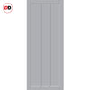 Cornwall 3 Panel Solid Wood Internal Door Pair UK Made DD6404 - Eco-Urban® Mist Grey Premium Primed
