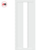 Eco-Urban Cornwall 1 Pane 2 Panel Solid Wood Internal Door Pair UK Made DD6404G Clear Glass - Eco-Urban® Cloud White Premium Primed