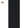 Top Mounted Black Sliding Track & Solid Wood Double Doors - Eco-Urban® Stockholm 7 Panel Doors DD6407 - Shadow Black Premium Primed