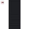 Top Mounted Black Sliding Track & Solid Wood Door - Eco-Urban® Stockholm 6 Panel Solid Wood Door DD6407 - Shadow Black Premium Primed