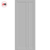 Melville 3 Panel Solid Wood Internal Door Pair UK Made DD6409 - Eco-Urban® Mist Grey Premium Primed