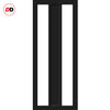 Top Mounted Black Sliding Track & Solid Wood Door - Eco-Urban® Avenue 2 Pane 1 Panel Solid Wood Door DD6410G Clear Glass - Shadow Black Premium Primed