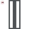 Top Mounted Black Sliding Track & Solid Wood Door - Eco-Urban® Avenue 2 Pane 1 Panel Solid Wood Door DD6410G Clear Glass - Stormy Grey Premium Primed