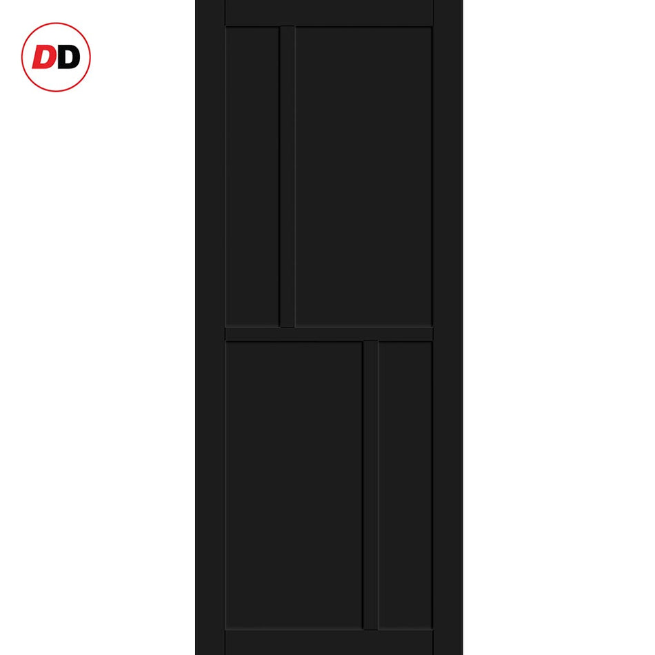 Hampton 4 Panel Solid Wood Internal Door UK Made DD6413 - Eco-Urban® Shadow Black Premium Primed