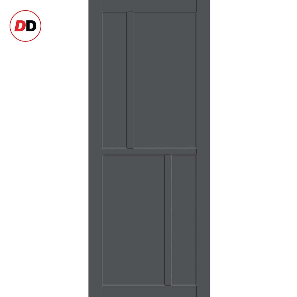 Hampton 4 Panel Solid Wood Internal Door UK Made DD6413 - Eco-Urban® Stormy Grey Premium Primed