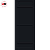 Top Mounted Black Sliding Track & Solid Wood Double Doors - Eco-Urban® Malvan 4 Panel Doors DD6414 - Shadow Black Premium Primed
