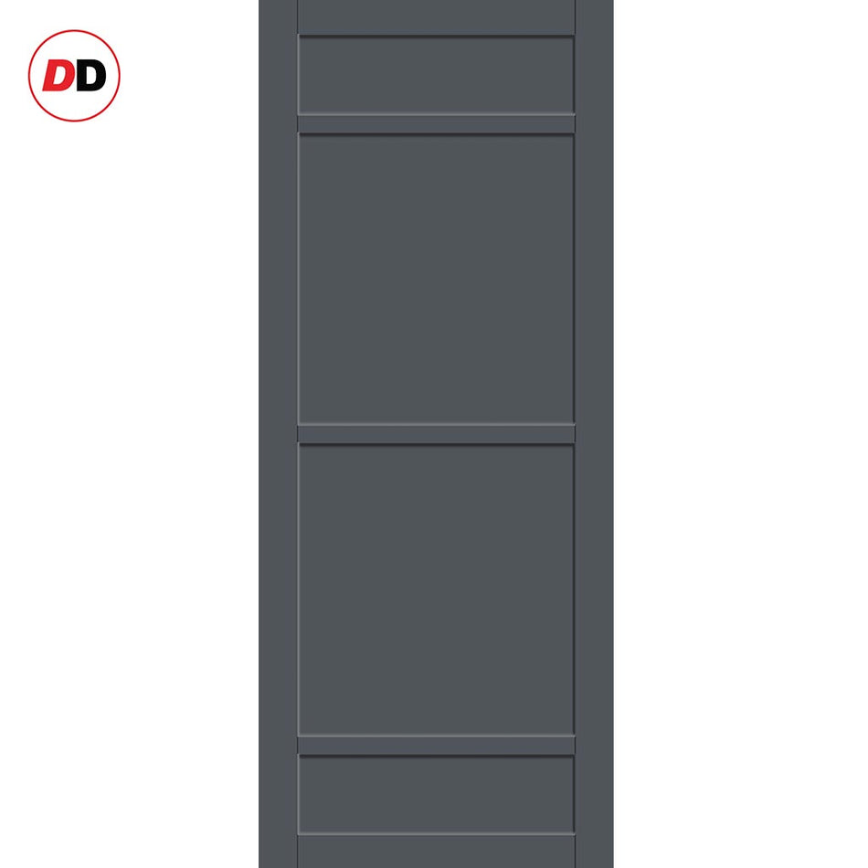 Malvan 4 Panel Solid Wood Internal Door UK Made DD6414 - Eco-Urban® Stormy Grey Premium Primed