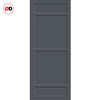 Top Mounted Black Sliding Track & Solid Wood Door - Eco-Urban® Malvan 4 Panel Solid Wood Door DD6414 - Stormy Grey Premium Primed
