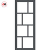 Eco-Urban Kochi 8 Pane Solid Wood Internal Door Pair UK Made DD6415G Clear Glass - Eco-Urban® Stormy Grey Premium Primed