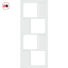 Top Mounted Black Sliding Track & Solid Wood Double Doors - Eco-Urban® Cusco 4 Pane 4 Panel Doors DD6416G Clear Glass - Cloud White Premium Primed