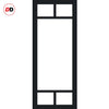 Top Mounted Black Sliding Track & Solid Wood Double Doors - Eco-Urban® Sydney 5 Pane Doors DD6417G Clear Glass - Shadow Black Premium Primed