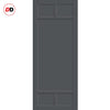 Top Mounted Black Sliding Track & Solid Wood Double Doors - Eco-Urban® Sydney 5 Panel Doors DD6417 - Stormy Grey Premium Primed