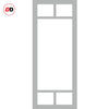 Top Mounted Black Sliding Track & Solid Wood Door - Eco-Urban® Sydney 5 Pane Solid Wood Door DD6417G Clear Glass - Mist Grey Premium Primed