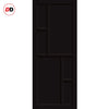 Top Mounted Black Sliding Track & Solid Wood Double Doors - Eco-Urban® Cairo 6 Panel Doors DD6419 - Shadow Black Premium Primed