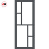 Eco-Urban Cairo 6 Pane Solid Wood Internal Door Pair UK Made DD6419G Clear Glass - Eco-Urban® Stormy Grey Premium Primed