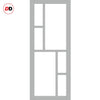 Eco-Urban Cairo 6 Pane Solid Wood Internal Door Pair UK Made DD6419SG Frosted Glass - Eco-Urban® Mist Grey Premium Primed