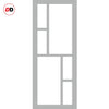 Eco-Urban Cairo 6 Pane Solid Wood Internal Door Pair UK Made DD6419G Clear Glass  - Eco-Urban® Mist Grey Premium Primed