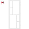 Eco-Urban Cairo 6 Pane Solid Wood Internal Door Pair UK Made DD6419G Clear Glass - Eco-Urban® Cloud White Premium Primed