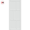 Top Mounted Black Sliding Track & Solid Wood Door - Eco-Urban® Milan 6 Panel Solid Wood Door DD6422 - Cloud White Premium Primed