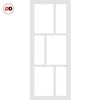 Top Mounted Black Sliding Track & Solid Wood Door - Eco-Urban® Milan 6 Pane Solid Wood Door DD6422G Clear Glass - Cloud White Premium Primed