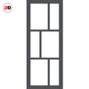 Eco-Urban Tokyo 3 Pane 3 Panel Solid Wood Internal Door Pair UK Made DD6423SG Frosted Glass - Eco-Urban® Stormy Grey Premium Primed