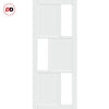Top Mounted Black Sliding Track & Solid Wood Door - Eco-Urban® Tokyo 3 Pane 3 Panel Solid Wood Door DD6423G Clear Glass - Cloud White Premium Primed