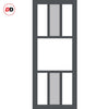 Bespoke Room Divider - Eco-Urban® Tasmania Door DD6425CF Clear Glass (1 FROSTED PANE) with Full Glass Side  - Premium Primed - Colour & Size Options