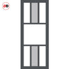 Bespoke Room Divider - Eco-Urban® Tasmania Door Pair DD6425CF Clear Glass(1 FROSTED PANE) with Full Glass Side - Premium Primed - Colour & Size Options
