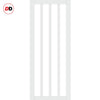 Top Mounted Black Sliding Track & Solid Wood Double Doors - Eco-Urban® Sintra 4 Pane Doors DD6428G Clear Glass - Cloud White Premium Primed