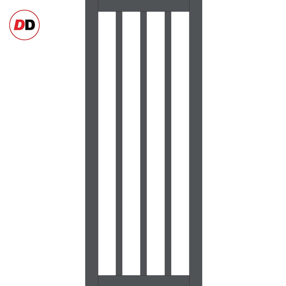 Handmade Eco-Urban Sintra 4 Pane Solid Wood Internal Door UK Made DD6428G Clear Glass - Eco-Urban® Stormy Grey Premium Primed