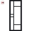 Top Mounted Black Sliding Track & Solid Wood Door - Eco-Urban® Isla 6 Pane Solid Wood Door DD6429SG Frosted Glass - Shadow Black Premium Primed
