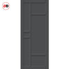 Top Mounted Black Sliding Track & Solid Wood Double Doors - Eco-Urban® Isla 6 Panel Doors DD6429 - Stormy Grey Premium Primed