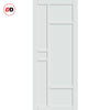 Top Mounted Black Sliding Track & Solid Wood Double Doors - Eco-Urban® Isla 6 Panel Doors DD6429 - Cloud White Premium Primed