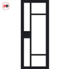 Eco-Urban Jura 5 Pane 1 Panel Solid Wood Internal Door Pair UK Made DD6431G Clear Glass - Eco-Urban® Shadow Black Premium Primed