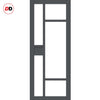 Top Mounted Black Sliding Track & Solid Wood Door - Eco-Urban® Jura 5 Pane 1 Panel Solid Wood Door DD6431G Clear Glass - Stormy Grey Premium Primed
