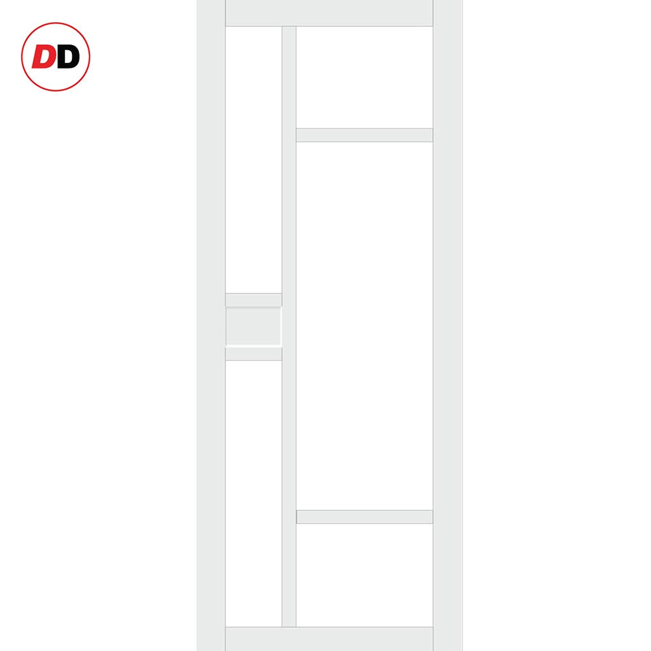 Handmade Eco-Urban Jura 5 Pane 1 Panel Solid Wood Internal Door UK Made DD6431G Clear Glass - Eco-Urban® Cloud White Premium Primed