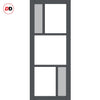 Handmade Eco-Urban Aran 5 Pane Solid Wood Internal Door UK Made DD6432G Clear Glass(2 FROSTED PANES) - Eco-Urban® Stormy Grey Premium Primed